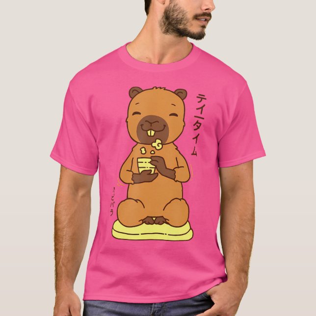 Kawaii Capybara Cute Japanska djur T Shirt (Framsida)
