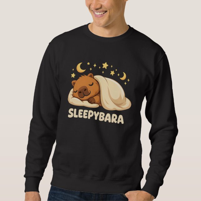 Kawaii Capybara Sleep Pajamas Sleepybara Cute Capy Lång Ärmad Tröja (Framsida)