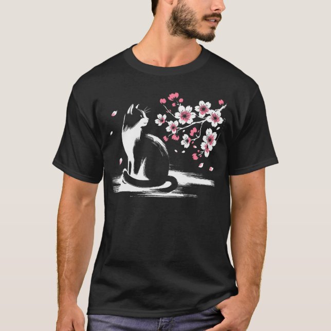Kawaii Cat Anime Japansk finnyt katt T Shirt (Framsida)