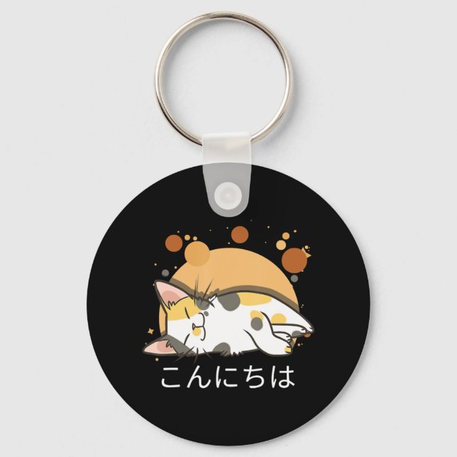 Kawaii Cat Anime Japansk Gift Girls Women Officia Nyckelring (Framsida)