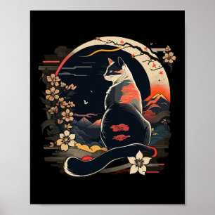 Kawaii Cat Anime Japp Retro Manar Women Kids Rolig Poster