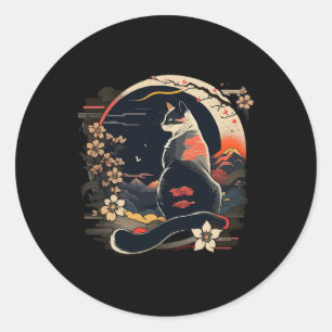 Kawaii Cat Anime Japp Retro Manar Women Kids Rolig Runt Klistermärke