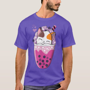 Kawaii Cat Boba Tea Funny Japanskt anime Bubble Te T Shirt