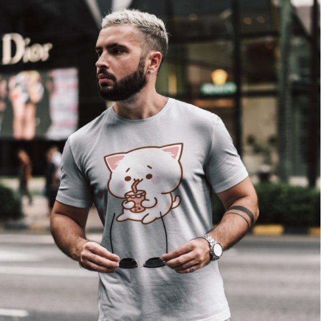 Kawaii Cat Bubble Tea T Shirt (Skapare uppladdad)