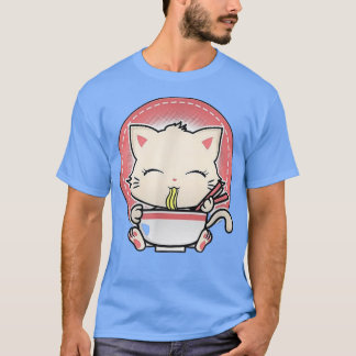 Kawaii Cat Cute Anime Otaku Japansk Ramen Noodles T Shirt