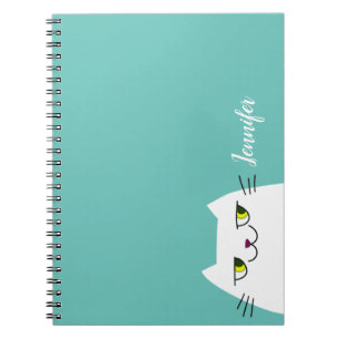 Kawaii Cat Cute Pastel Blue Anteckningsbok