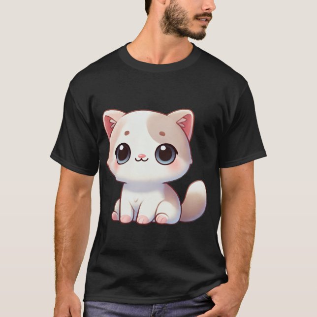 Kawaii Cat Design Adorable Kitten Artwork T Shirt (Framsida)