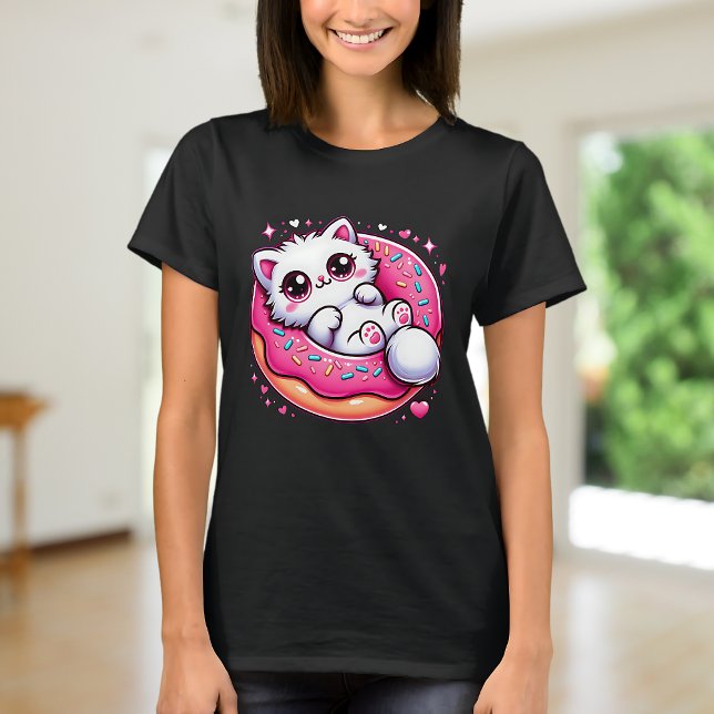 Kawaii Cat Donut Anime Älskare Otaku Cute T-Shirt (Skapare uppladdad)