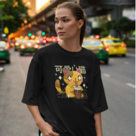 Kawaii Cat Drinking Bubble Tea T Shirt