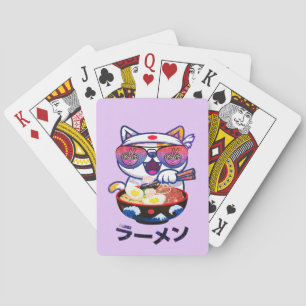 Kawaii Cat Eating Ramen - Cute Japanska Noodles Casinokort