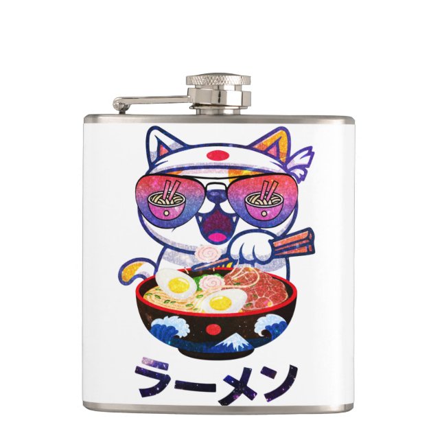 Kawaii Cat Eating Ramen - Cute Japanska Noodles Fickplunta (Framsidan)