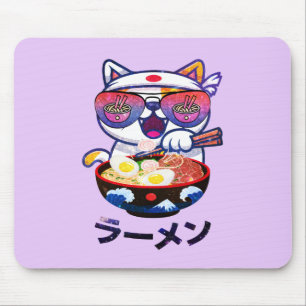 Kawaii Cat Eating Ramen - Cute Japanska Noodles Musmatta