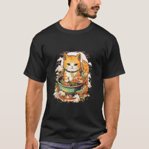 Kawaii Cat Eating Ramen Noodle I Verkligen Kärlek T Shirt