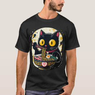 Kawaii Cat Eating Ramen Noodles Anime Gif Tonåring T Shirt