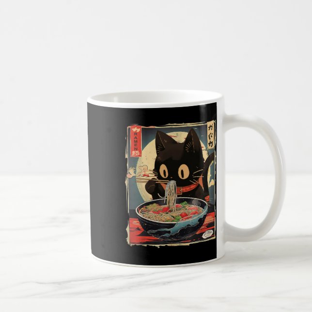 Kawaii Cat Eating Ramen Noodles Anime Gift Girls T Kaffemugg (Höger)