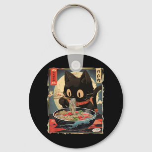 Kawaii Cat Eating Ramen Noodles Anime Gift Girls T Nyckelring