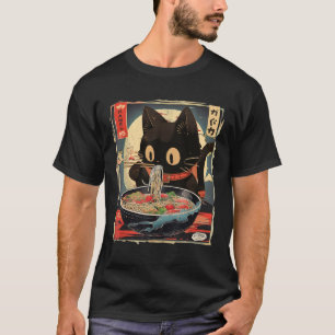 Kawaii Cat Eating Ramen Noodles Anime Gift Girls T Shirt