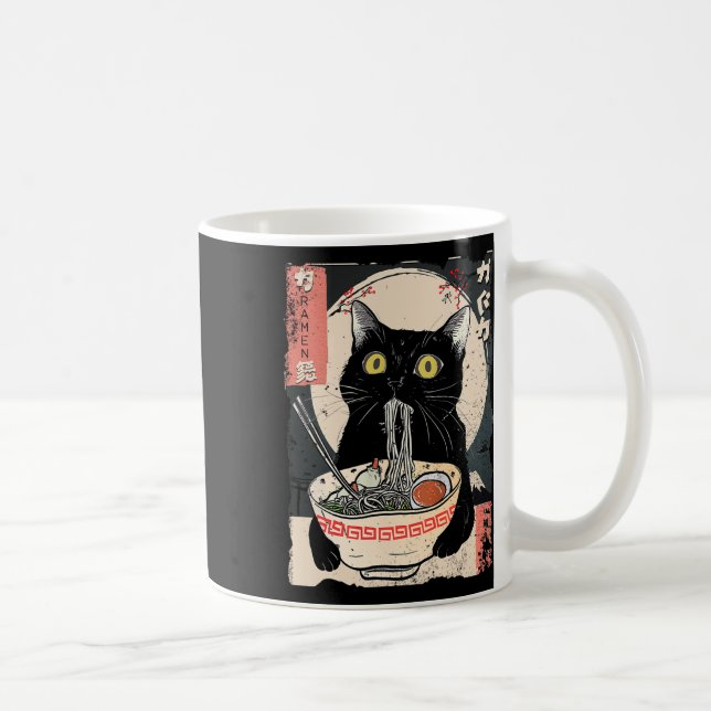 Kawaii Cat Eating Ramen Noodles Funny Anime Gift G Kaffemugg (Höger)