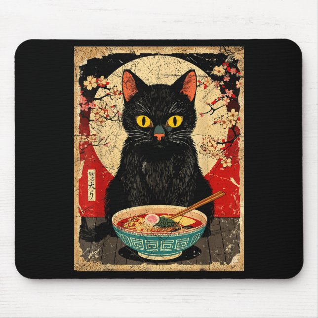 Kawaii Cat Eating Ramen Noodles Funny Anime Gift G Musmatta (Framsidan)