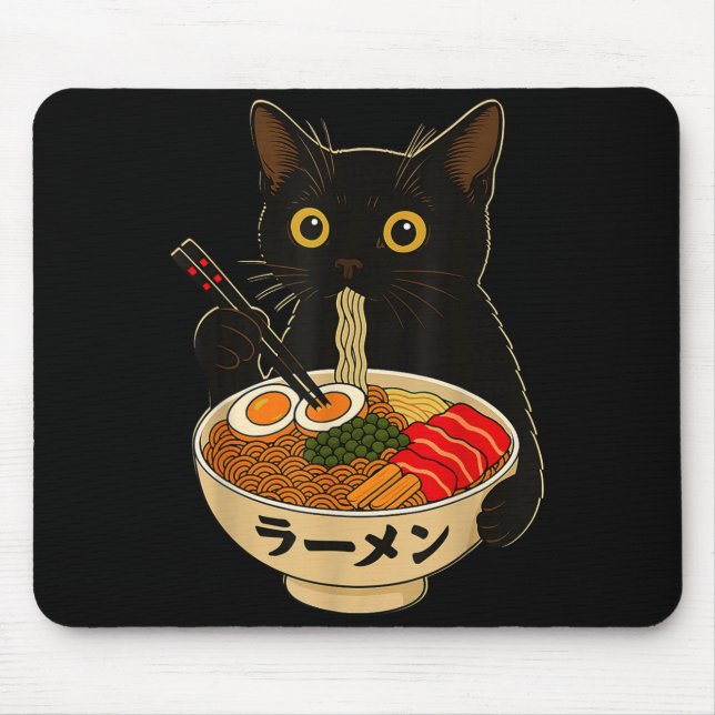 Kawaii Cat Eating Ramen Noodles Funny Anime Gift G Musmatta (Framsidan)