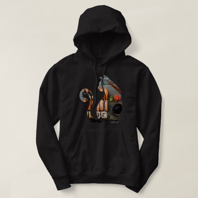 Kawaii Cat Eating Ramen Noodles Japansk Food Anim Hoodie (Design framsida)