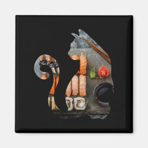 Kawaii Cat Eating Ramen Noodles Japansk Food Anim Magnet