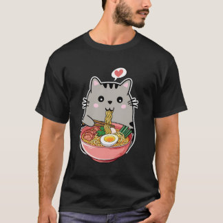 Kawaii Cat Eating Ramen Noodles Kawaii Anime Cat R T Shirt