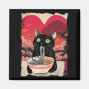 Kawaii Cat Eating Ramen Noodles Ramen är min valen Magnet