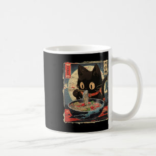 Kawaii Cat Eating Ramen Noodles Vintage Japansk M Kaffemugg