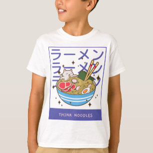 Kawaii Cat Eating Spaghetti 40 T Shirt