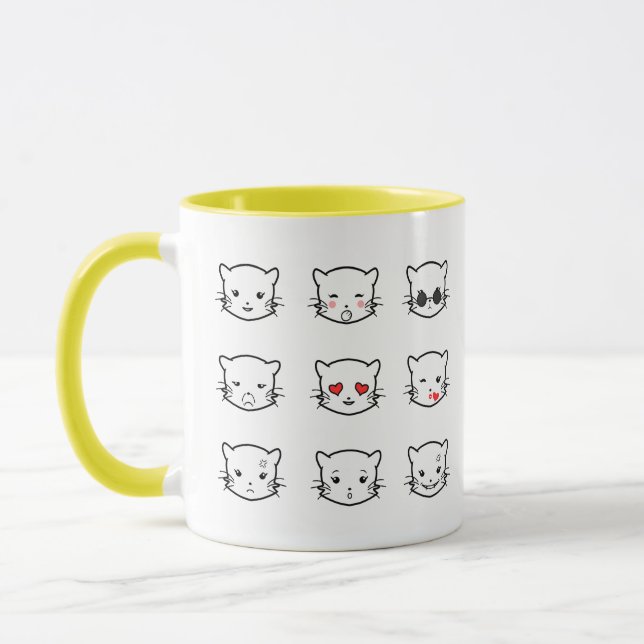 Kawaii Cat Emoji Mugg (Vänster)
