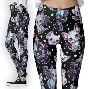 Kawaii Cat-Fladdermus Pastel Goth Harajuku Stil Leggings