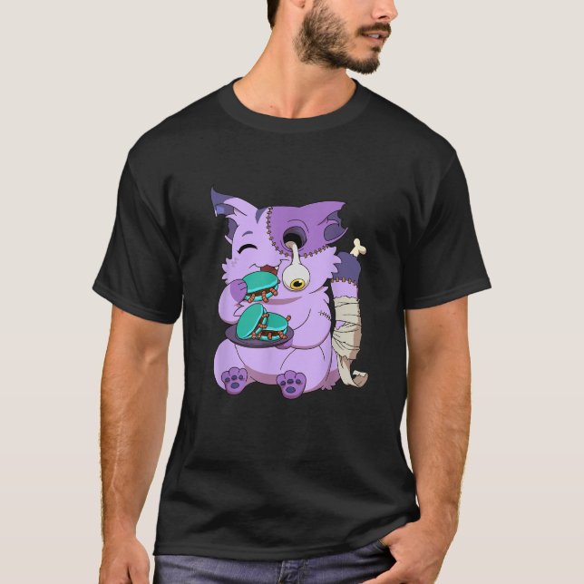 Kawaii Cat Funny Anime Pastel Goth Halloween Manar T Shirt (Framsida)