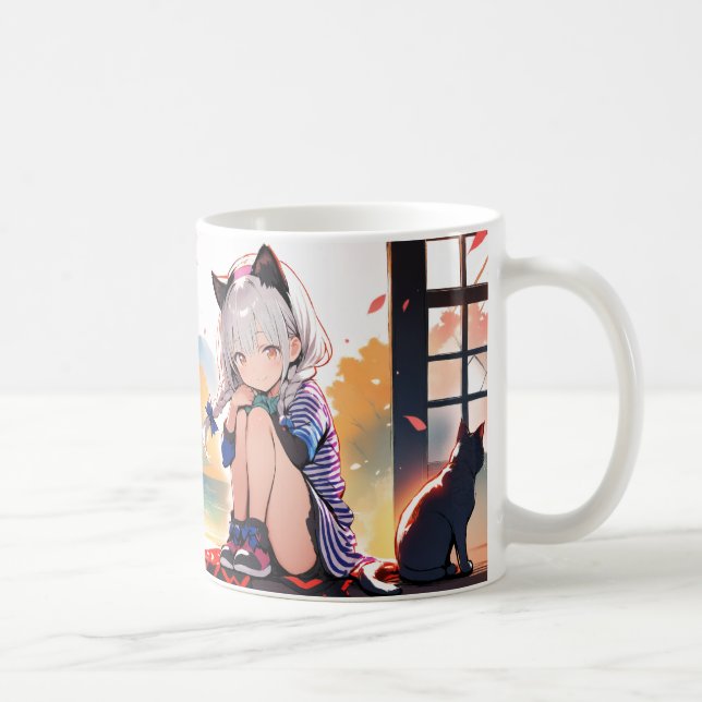 Kawaii Cat Girl Sakura Tapestry - Anime kopp (Höger)