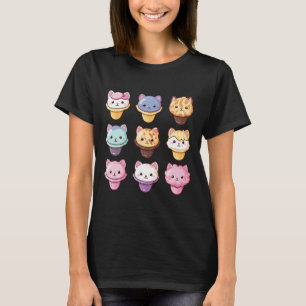 Kawaii Cat Ice Cream Sweets Food Älskare T Shirt