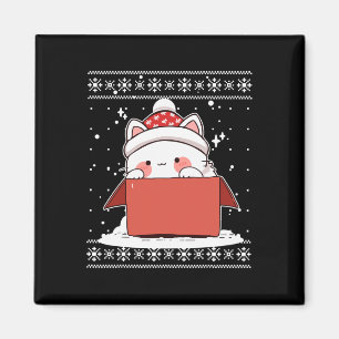 Kawaii Cat in a box jul Cute Anime Tonåringar Kid Magnet