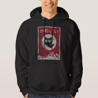 Kawaii Cat Japansk Black Anime Cat.png Hoodie
