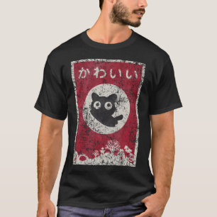 Kawaii Cat Japansk Black Anime Cat T Shirt