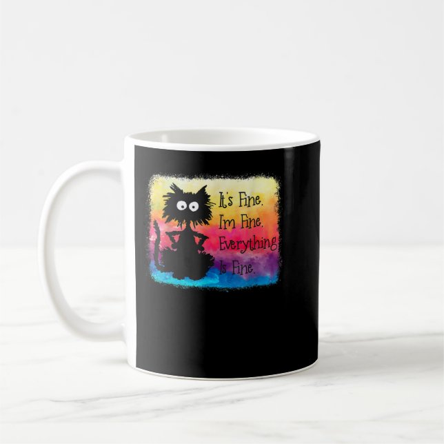 Kawaii cat japansk svart anime cat Cute T-Shirt Kaffemugg (Vänster)