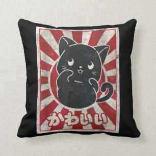 Kawaii Cat Japansk svart anime Cat Lover Kudde
