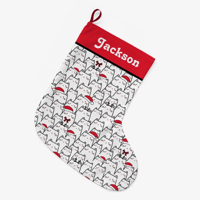 Kawaii Cat-julklapp Stor Julstrumpa (Framsidan (Hängande))