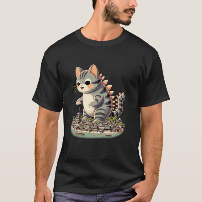 Kawaii Cat Kaiju Catzilla Japanska Manar Women Kid T Shirt (Framsida)