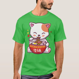 Kawaii Cat kärlek Ramen | Anime Kattunge äter Rame T Shirt
