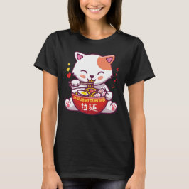 Kawaii Cat kärlek Ramen | Anime Kattunge äter Rame T Shirt