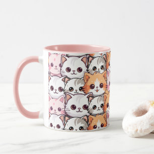 Kawaii Cat kattdjur Kitten pet ansikte doodle pat Mugg