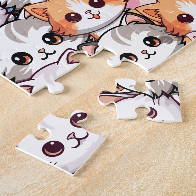 Kawaii Cat kattdjur Kitten pet ansikte doodle pat Pussel (Sidan)