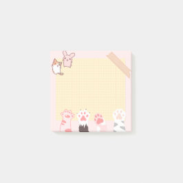  kawaii cat kattunge pastel djurälskare meow kitte post-it block