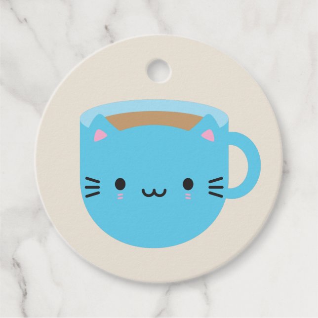 Kawaii Cat Kopp i Tea Gåvor Etiketter (Framsida)