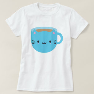 Kawaii Cat Kopp i Tea T Shirt