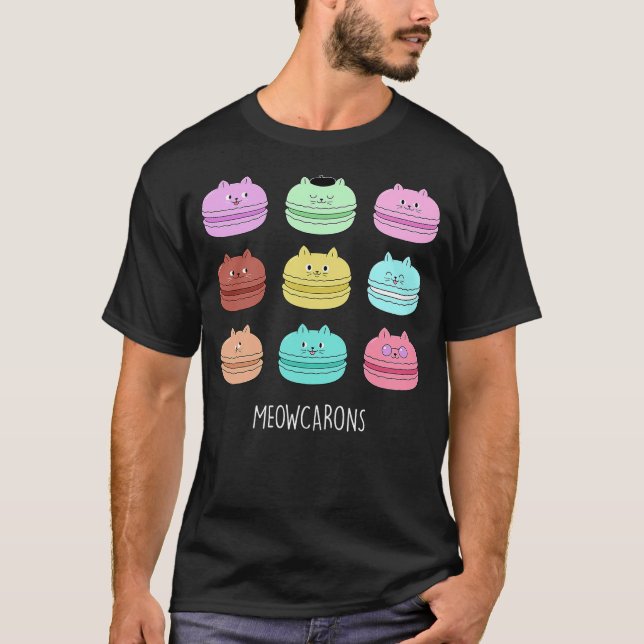 Kawaii Cat Macarons Meowcarons - For Baking Girlfr T Shirt (Framsida)